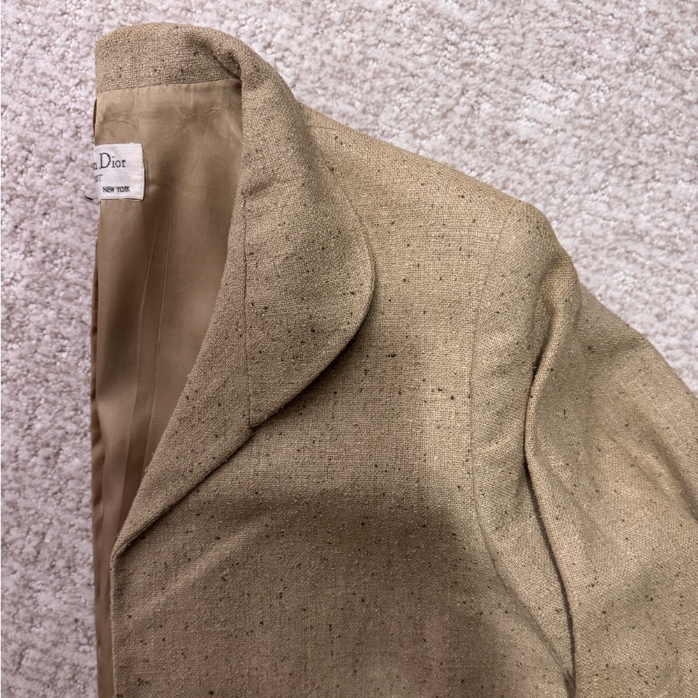 VTG Christian Dior Classic Tan/Brown Tweed Suit Jacket Size 12